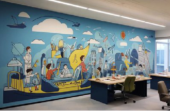 施秉办公室墙绘的特点。