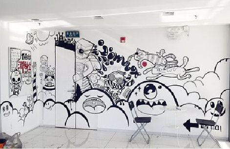 施秉手绘墙并非传统涂鸦。